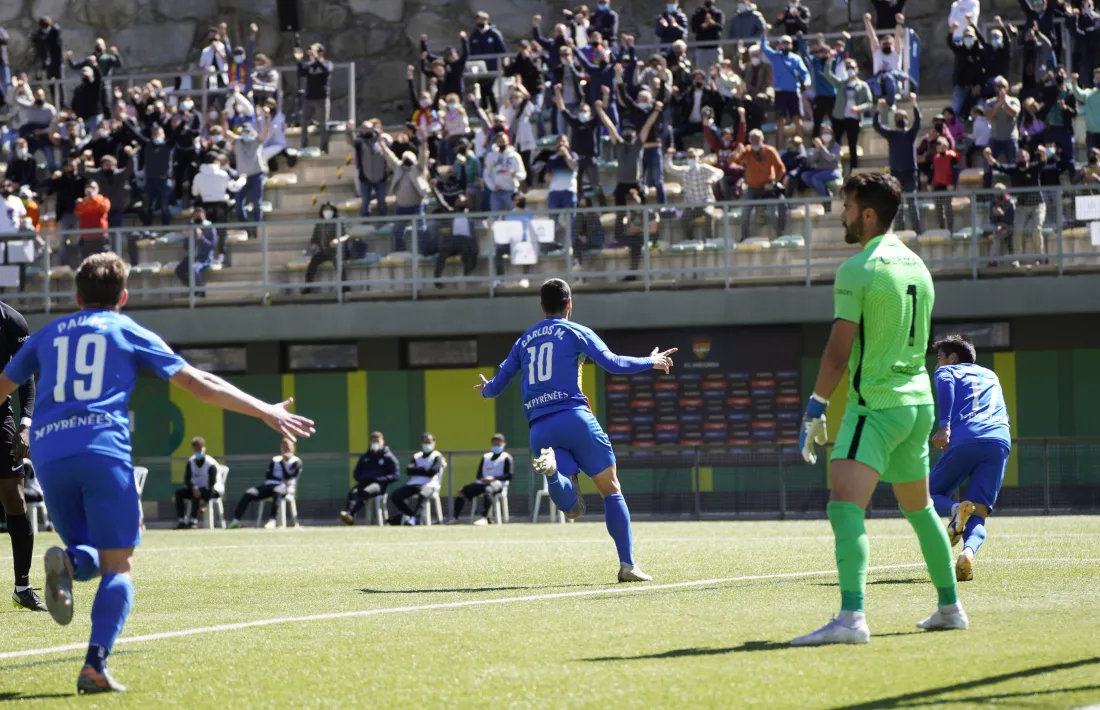 Carlos Martínez va marcar diumenge l’únic gol del partit contra l’UD Ibiza-Eivissa. Foto: FC Andorra