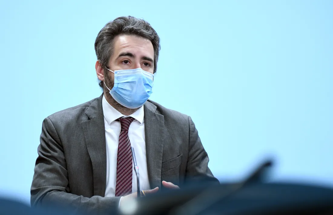 El ministre Portaveu, Eric Jover, en la roda de premsa d'aquest migdia.