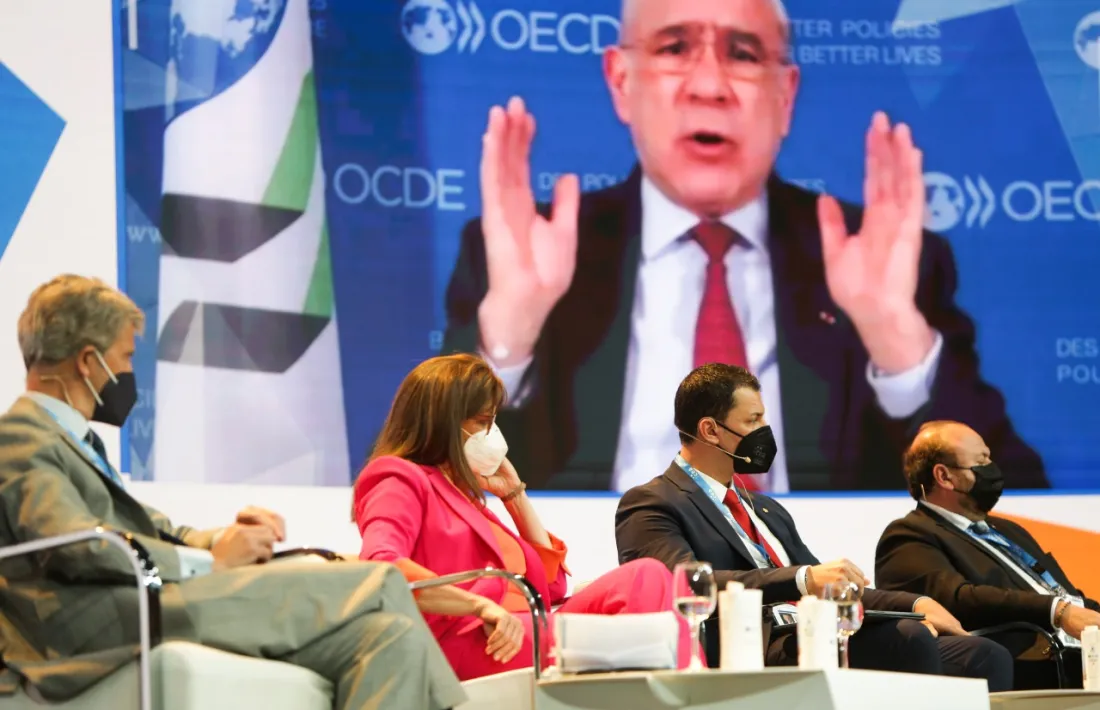 Un moment de la taula on ha participat el titular de Presidència, Economia i Empresa, Jordi Gallardo.