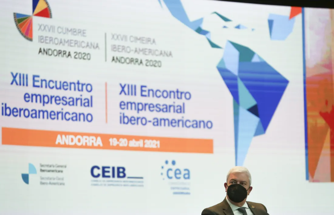 El president de la CEA, Gerard Cadena, en la sessió inaugural de la 13a Trobada Empresarial Iberoamericana.