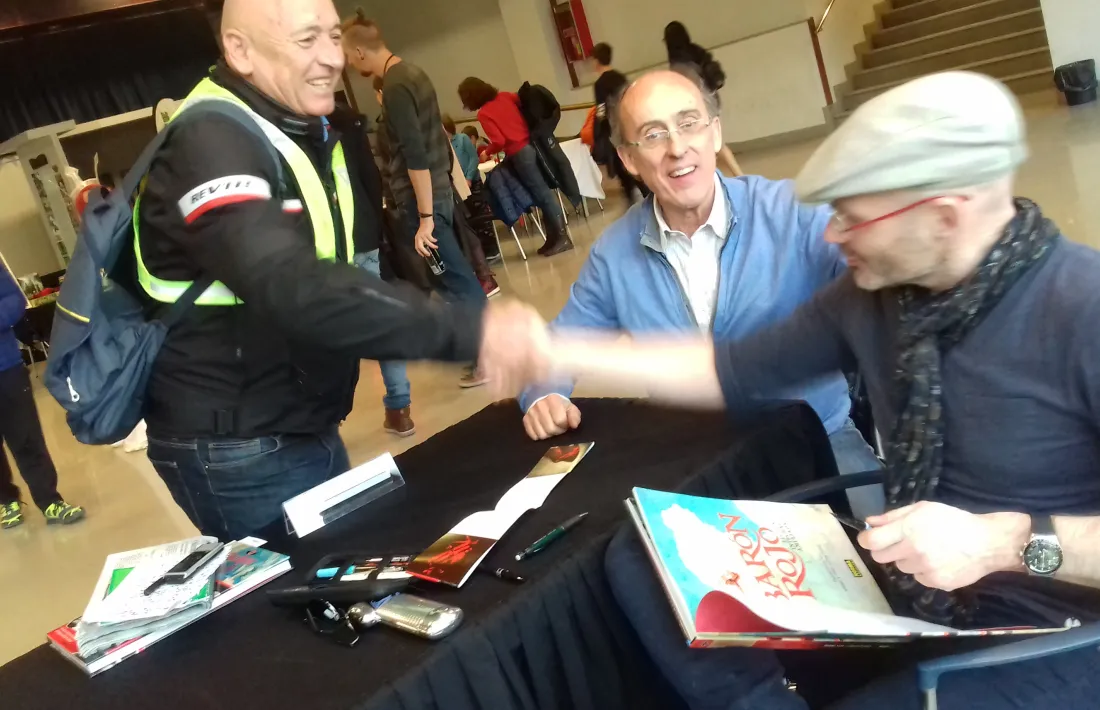Rubio, amb Pieras i el dibuixant Carlos Puerta, l’abril del 2019 a l’última edició de la Massana Còmic.
