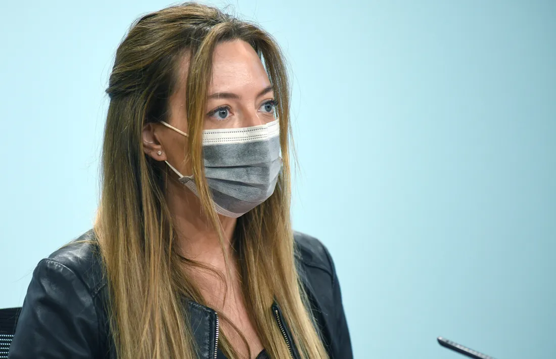 La secretària d'Estat de Salut, Helena Mas, en la roda de premsa d'aquest migdia.