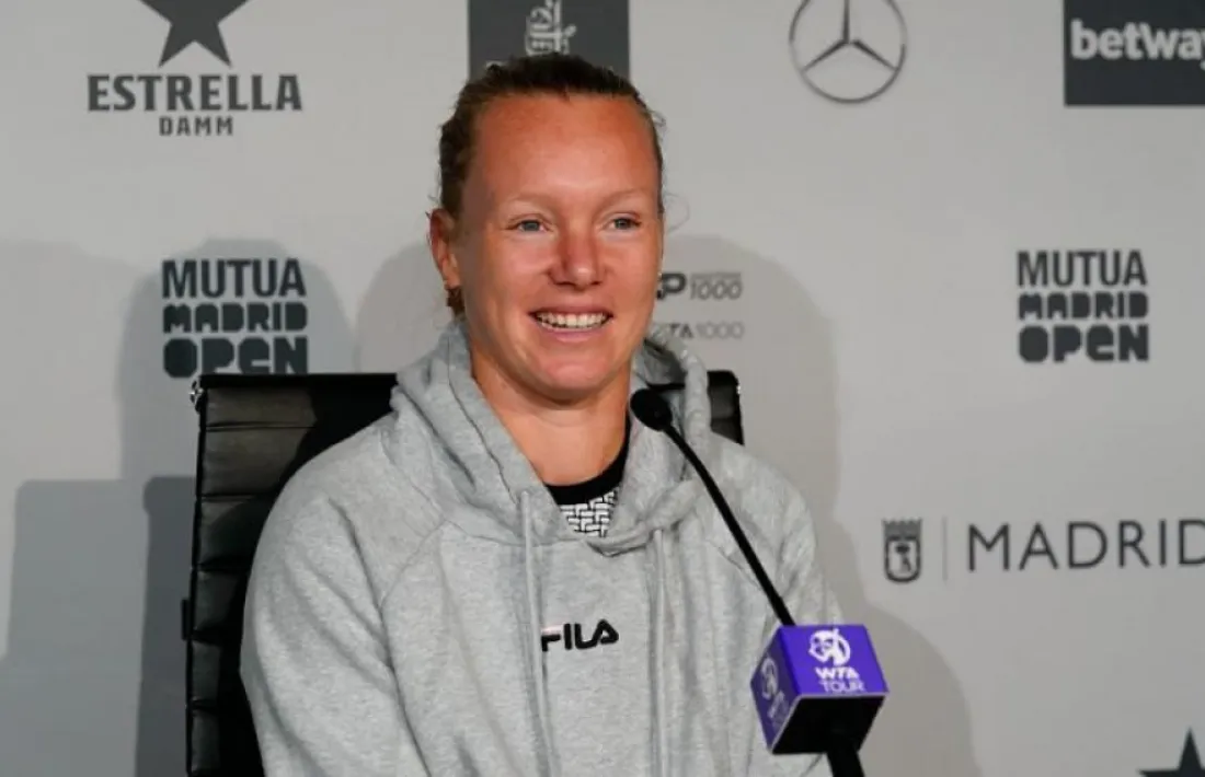 Kiki Bertens, en la roda de premsa prèvia al partit contra Vicky Jiménez.