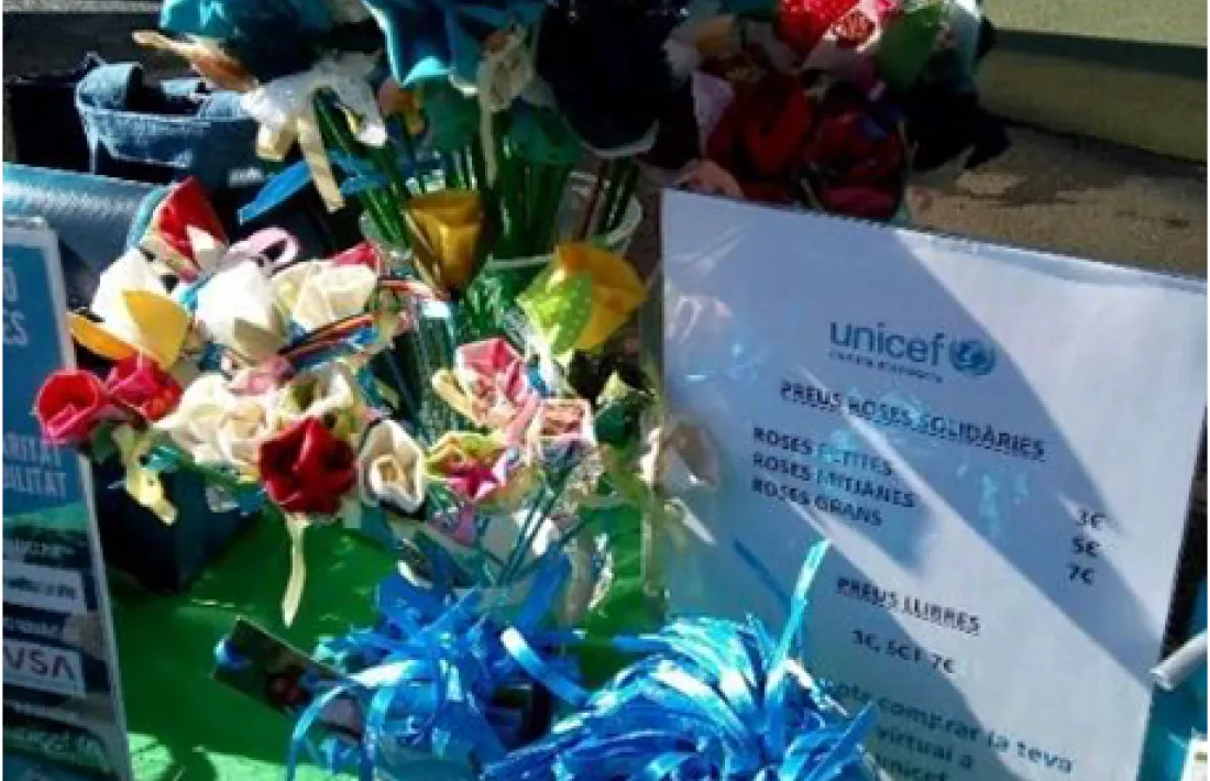 La parada d'Unicef a la Fira de Sant Jordi d'Andorra la Vella.