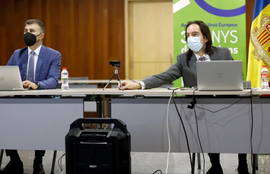 Un moment de la reunió telemàtica d’avui amb la UE per l’acord d’associació.