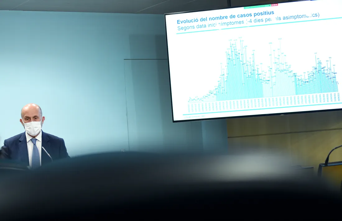 El ministre Joan Martínez Benazet, en la compareixença d’aquesta tarda.