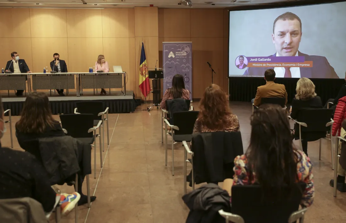 Un moment de la presentació del Pla estratègic dels esports electrònics aquesta tarda al Centre de Congressos d’Andorra la Vella.