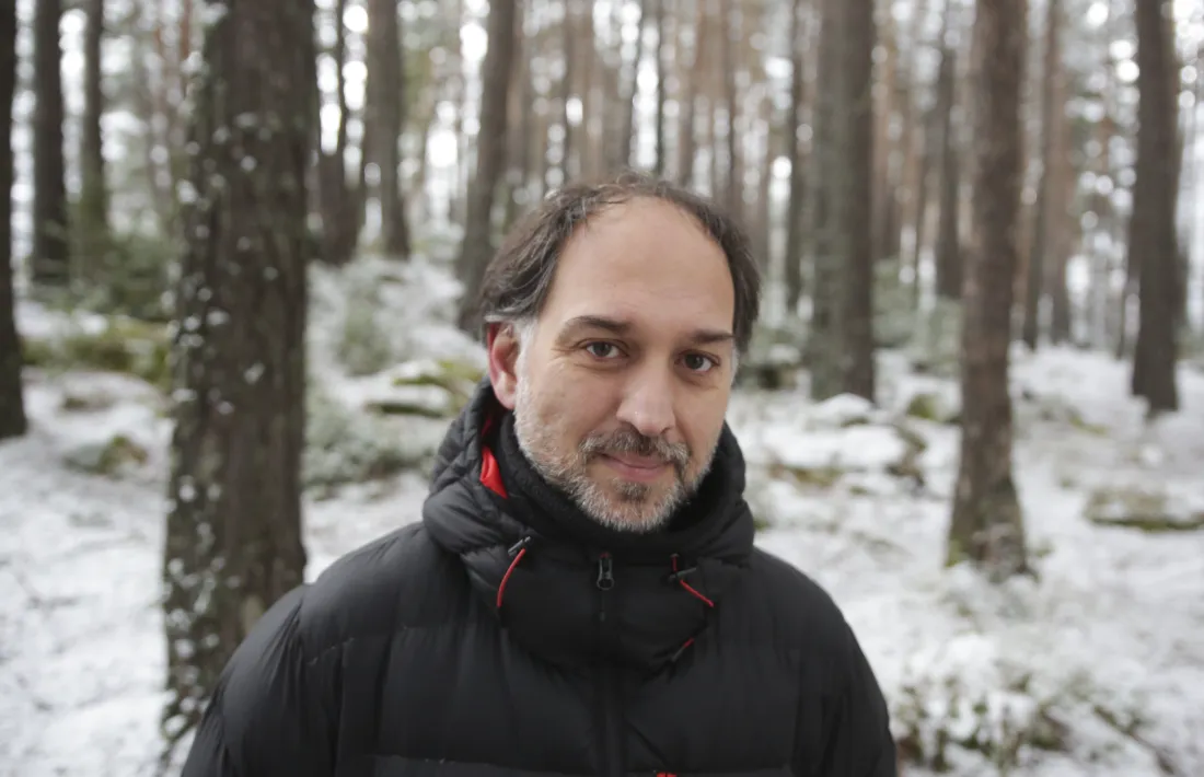 Franch, al febrer a Engolasters, en un descans del rodatge de 'El fred que crema'.