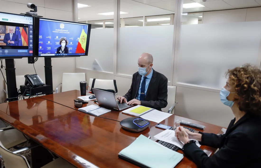 Ubach durant la sessió que s'ha fet telemàticament.