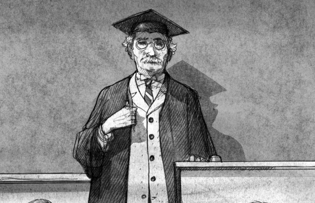 El Sr. Chips segons l’ha imaginat l’il·lustrador Jordi Vila.
