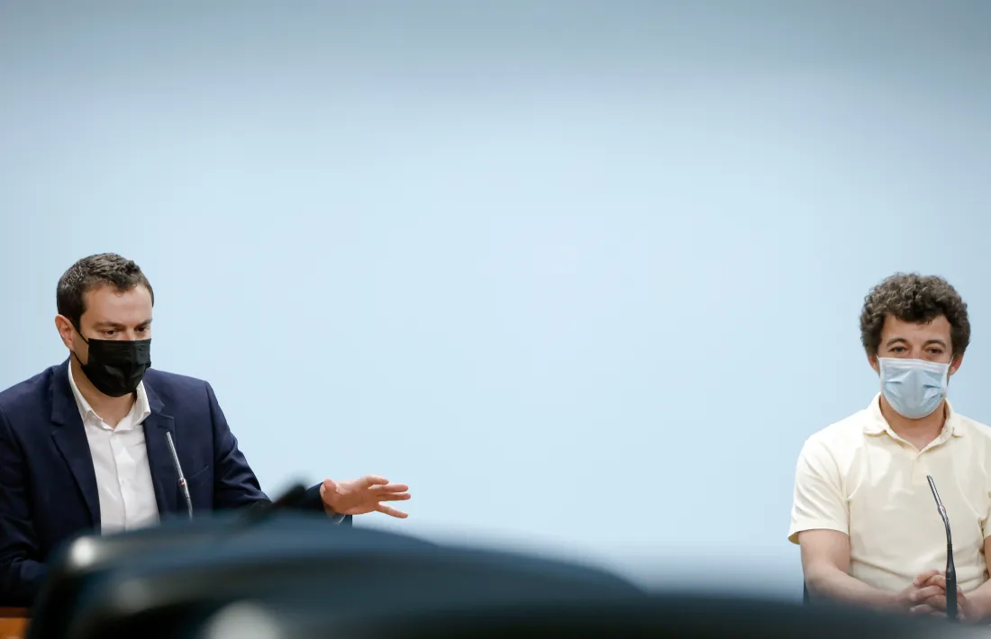 Marc Galabert i Marc Font en la roda de premsa d'aquest matí.