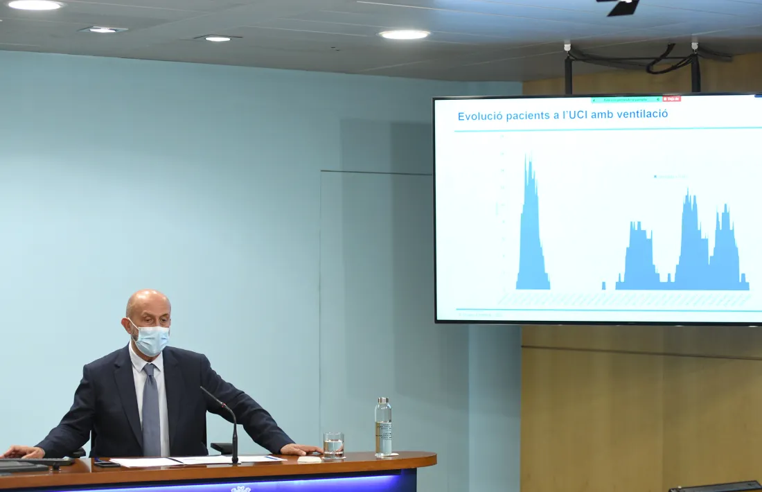 El ministre de Salut, Joan Martínez Benazet, en la roda de premsa d'aquesta tarda.