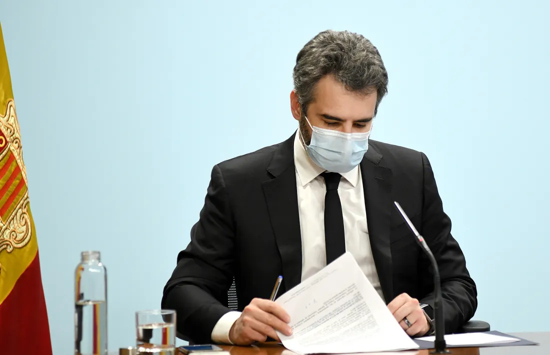 El ministre de Finances i portaveu de l’executiu, Eric Jover, en la compareixença d’ahir.