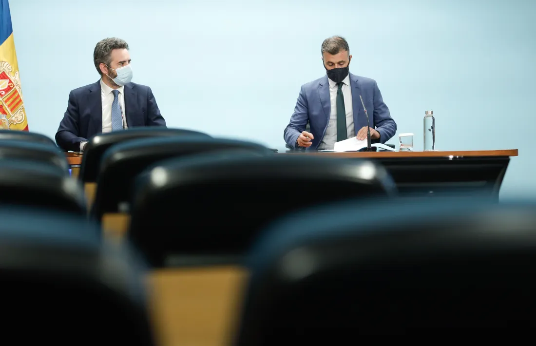 El ministre Eric Jover i el secretari d'Estat de Medi Ambient i Sostenibilitat, Marc Rossell.