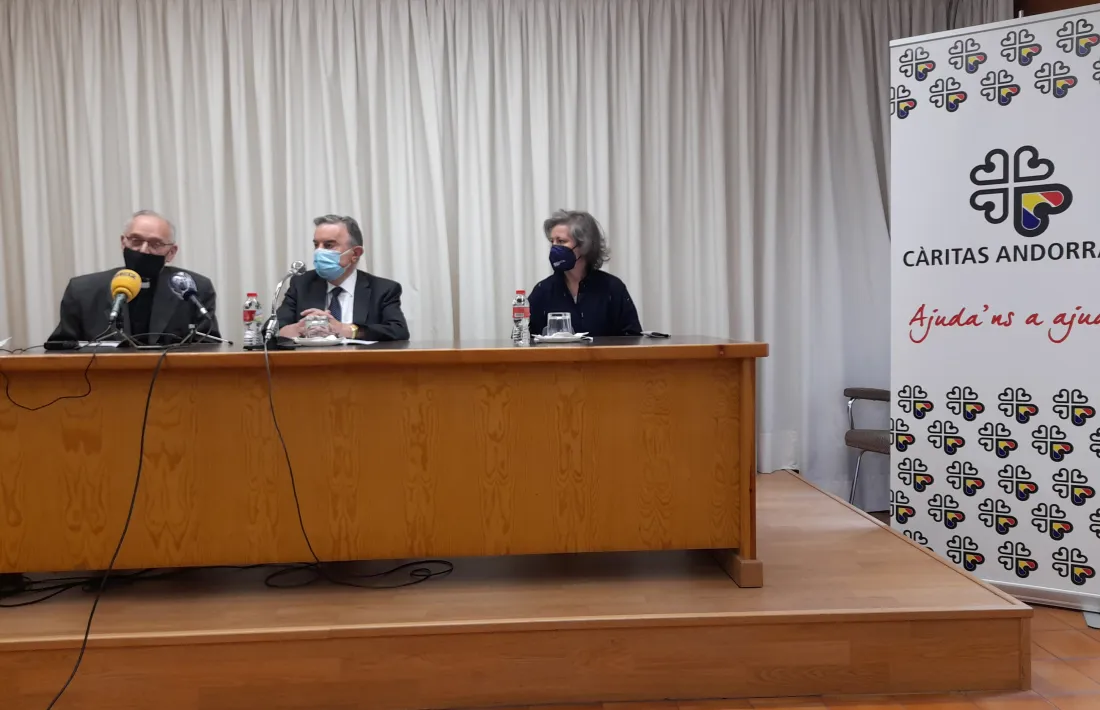 Un moment de la roda de premsa d'aquest matí.