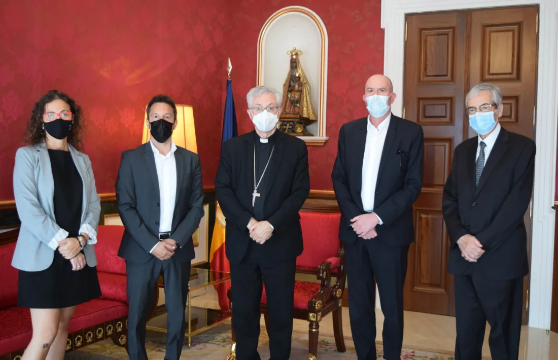 Un moment de la reunió amb el copríncep episcopal, avui