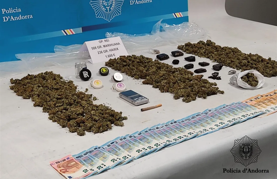 Mostra de les drogues i els objectes comissats en l'operació Rei.