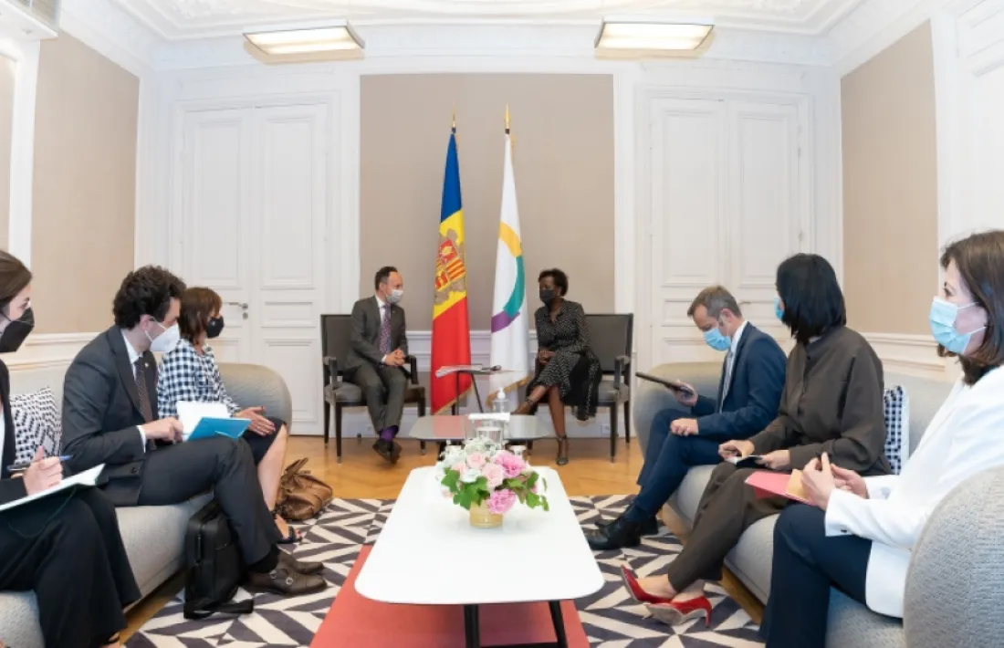 La trobada d'Espot amb la secretària general de la Francofonia, Louise Mushikiwabo.