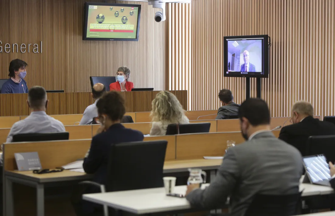Un moment de la sessió de la comissió de les pensions, ahir al matí.
