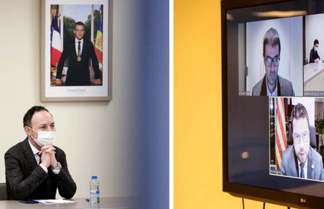 Espot en una trobada telemàtica amb Pere Aragonés.