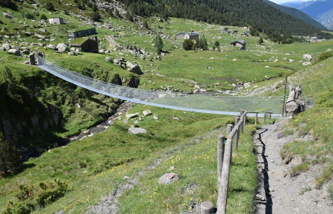 El nou Pont Tibetà dels Cortals d'Encamp.