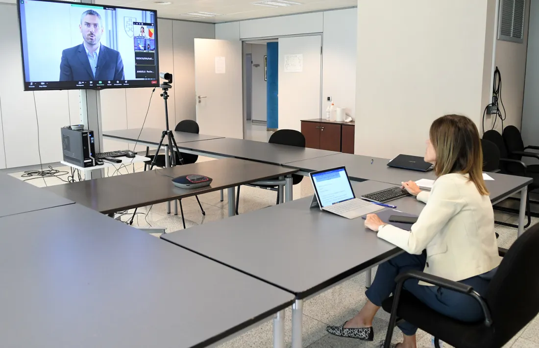 La ministra d'Educació i Ensenyament Superior, Ester Vilarrubla, durant la seva intervenció a la Reunió Mundial d'Educació.