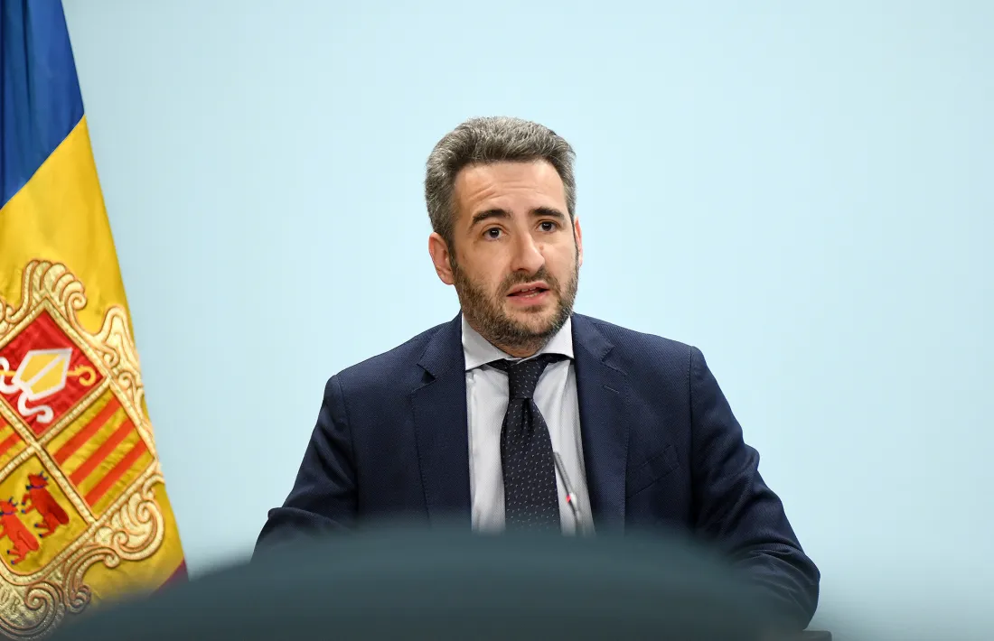 El ministre Eric Jover en la roda de premsa posterior al consell de ministres, avui.