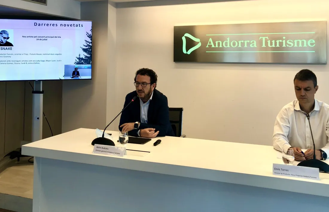 Betim Budzaku i Enric Torres en la roda de premsa d'aquest migdia.