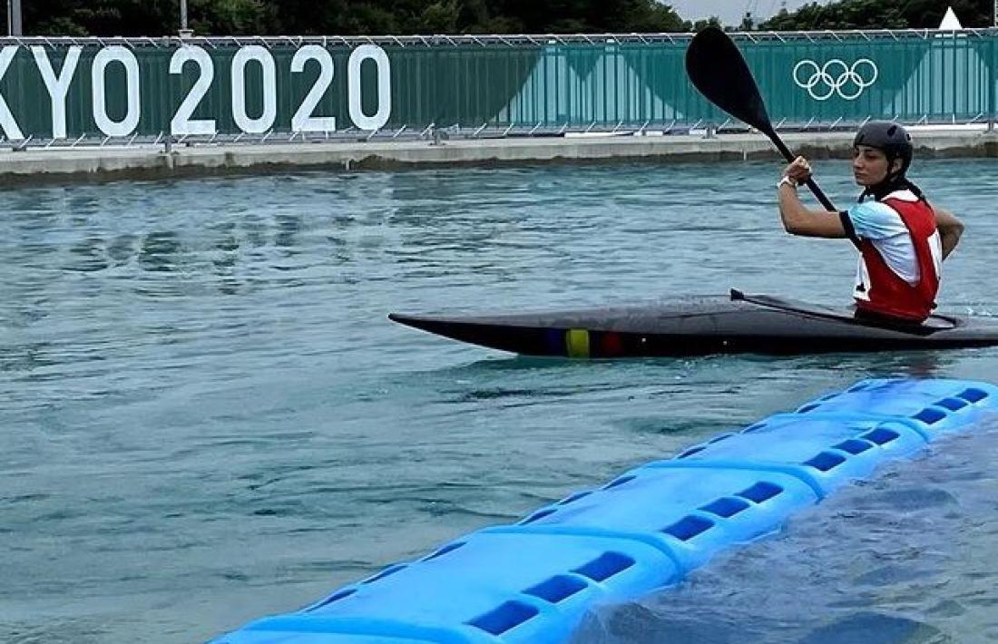 Mònica Doria, al Kasai Slalom Centre de Tòquio als Jocs Olímpics. Foto: Twitter