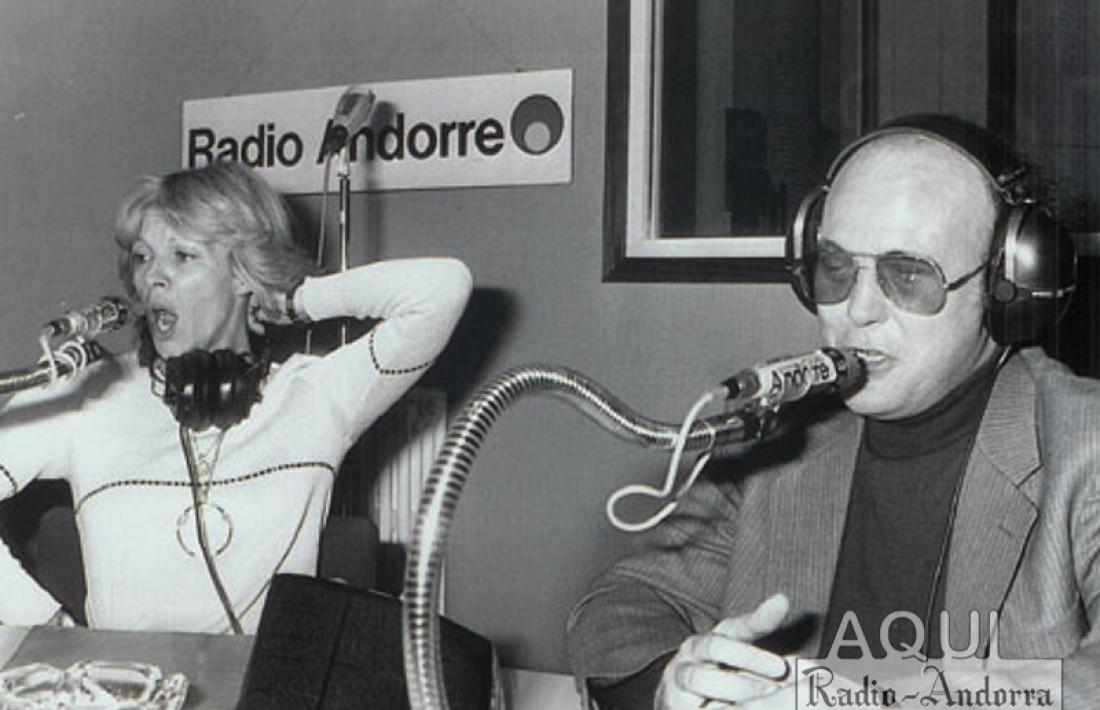 Arty Parera amb Nicoletta, probablement als estudis parisencs de Radio Andorra, el 1979 o el 1980.
