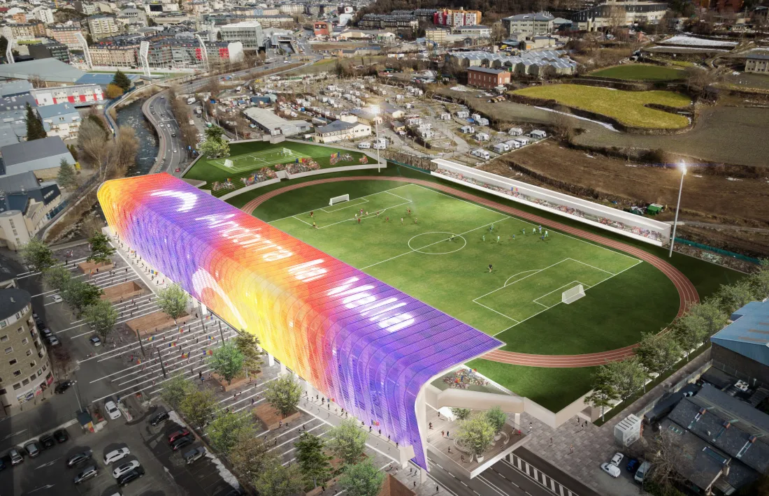 El ‘nou’ Estadi Comunal-Joan Samarra, finalment serà una remodelació de mínims. Foto: Comú d'Andorra la Vella / Tony Lara