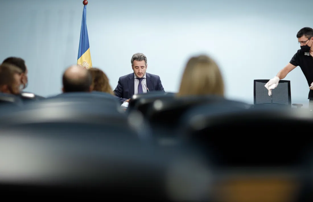 El ministre portaveu, Eric Jover, durant la roda de premsa posterior al consell de ministres.