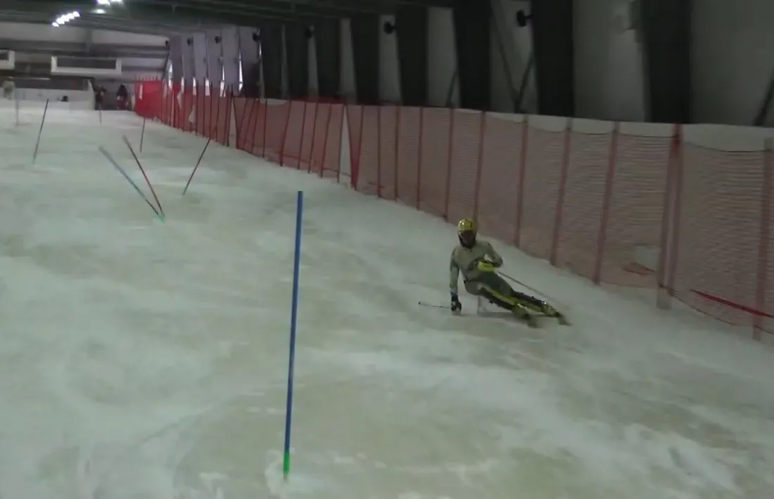 Àxel Esteve en una de les sessions a l’Snow Valley de Peer.