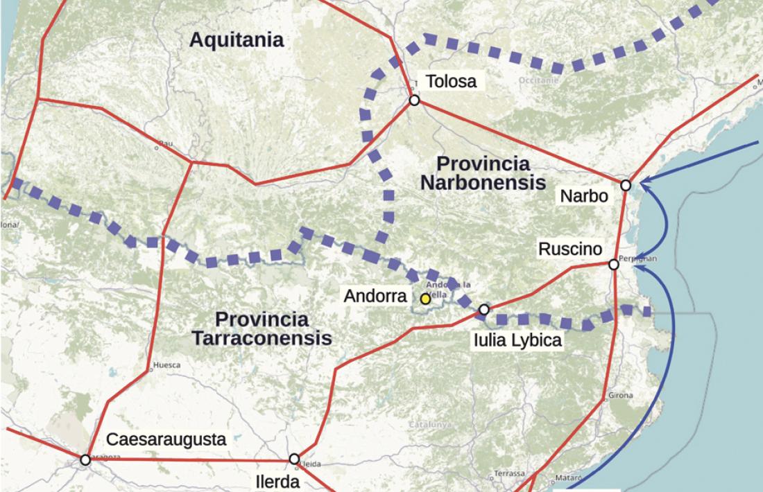 La ‘strata ceretana’, entre Ruscino (Perpinyà) i Lleida, era una de les principals rutes romanes que s’internaven a Hispània des de la costa mediterrània.