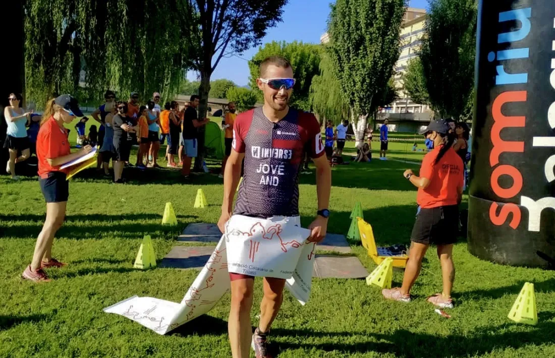 Xavier Jové creuant la meta a Balaguer. Foto: Foto cedida per Xavier Jové