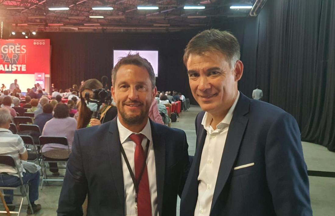 El president del PS, Pere López, amb el lídel de PS francès, Olivier Faure.