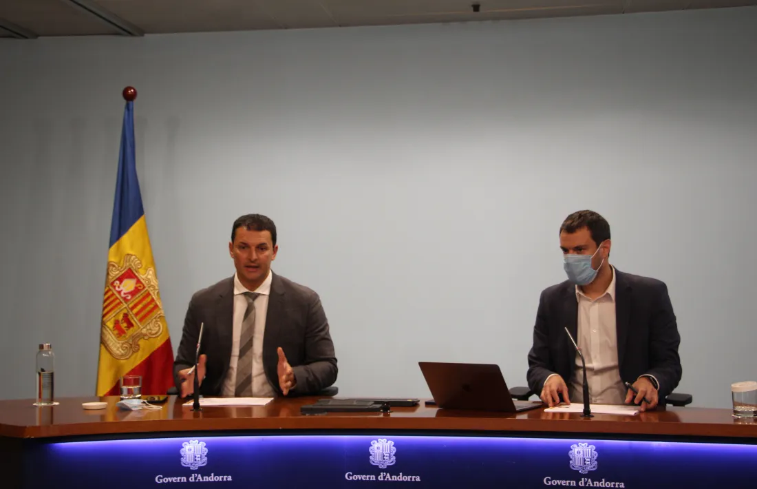 Jordi Gallardo i Marc Galabert en la compareixença d'aquesta tarda.