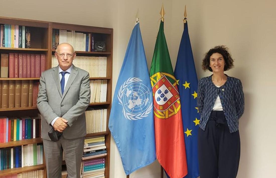 La ministra d'Afers Exteriors, Maria Ubach, i el seu homòleg portuguès, Augusto Santos Silva.