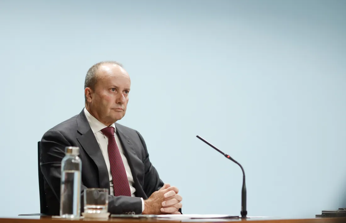 El titular de Justícia i Interior, Josep Maria Rossell, en la compareixença d’ahir posterior al consell de ministres.