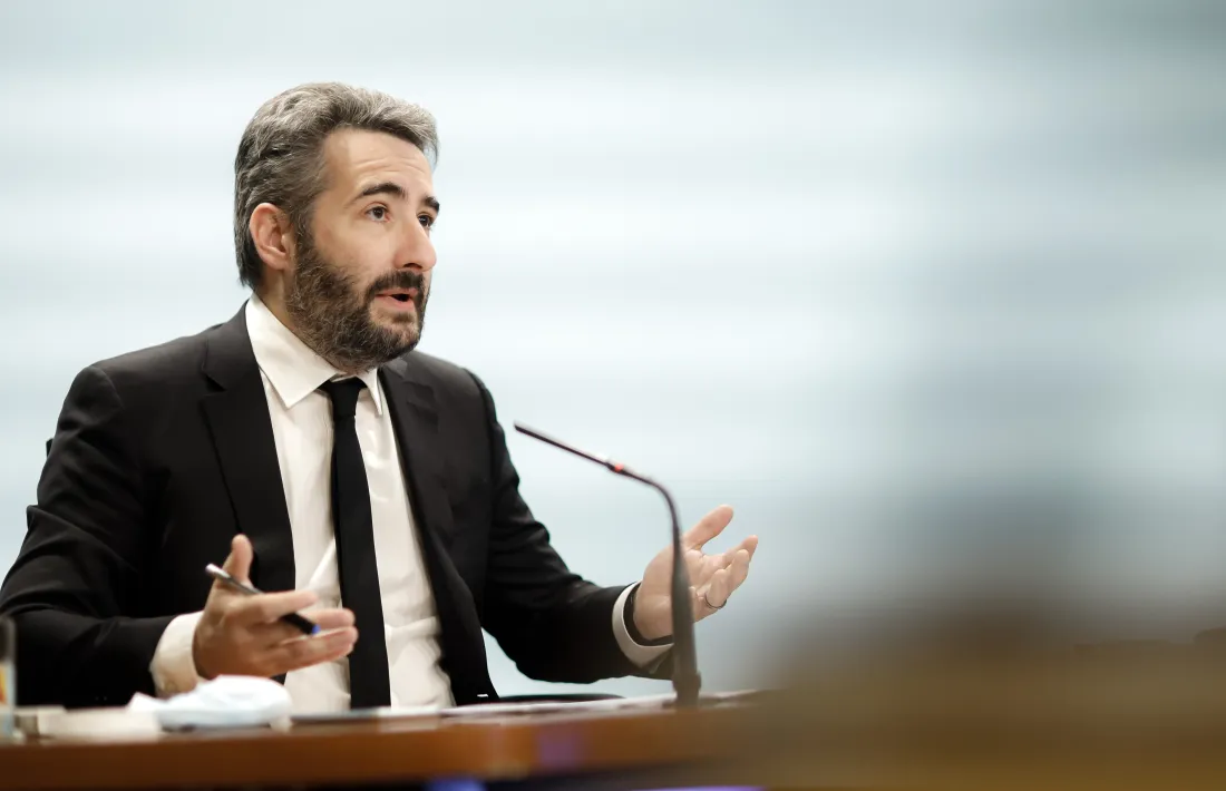 El ministre de Finances i portaveu de l’Executiu, Eric Jover, en la compareixença d’ahir.