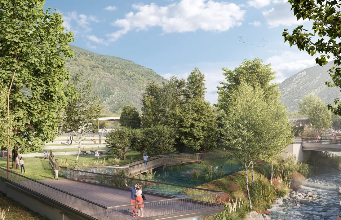 Recreació de com serà el mirador que s'ha projectat a tocar del riu.