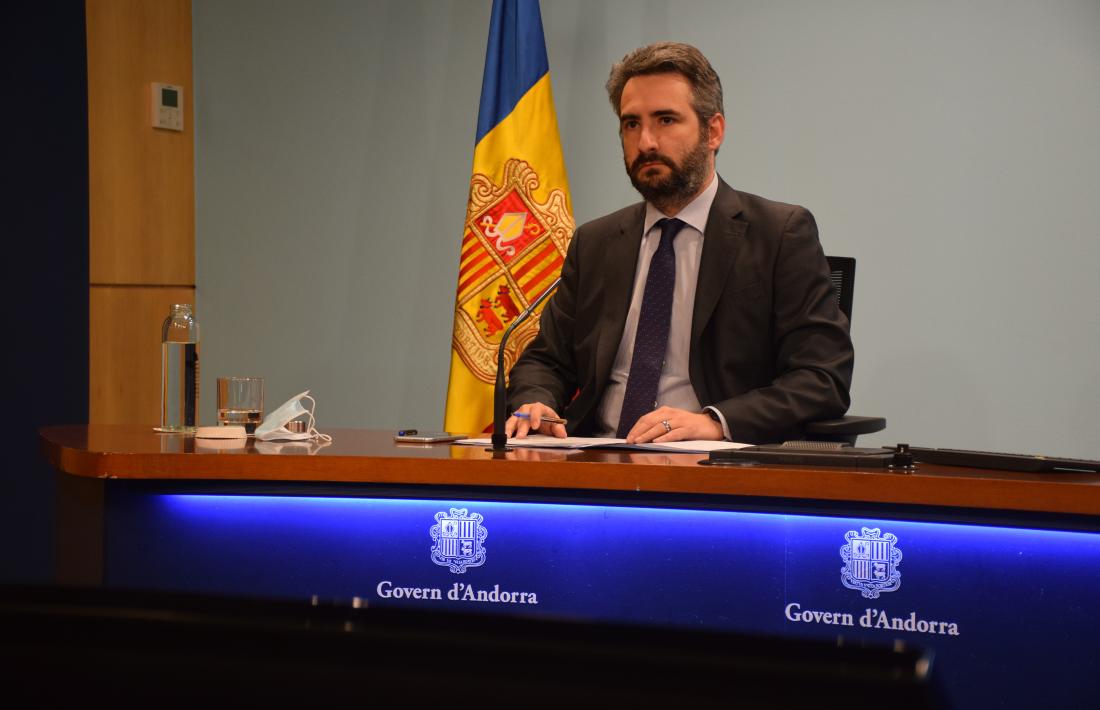 El ministre portaveu, Eric Jover, en la compareixença d’aquesta la tarda.