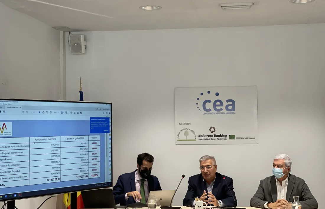 Un moment de la presentació de l’estudi de la CEA i l’ATVA sobre l’impacte de la Covid en el sector del transport públic de viatgers.