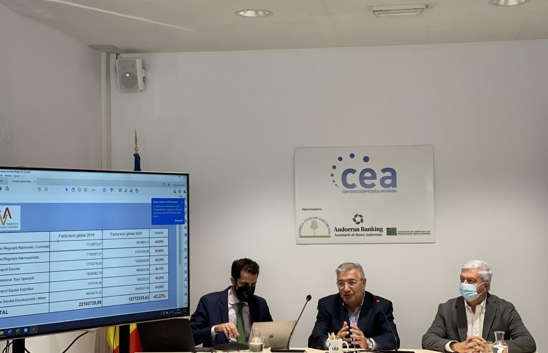 Un moment de la presentació de l’estudi de la CEA i l’ATVA sobre l’impacte de la Covid en el sector del transport públic de viatgers.
