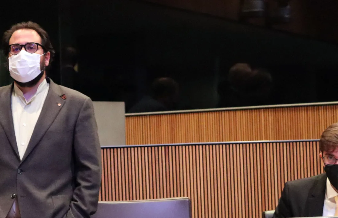 Els parlamentaris socialdemòcrates Carles Sánchez i Roger Padreny al Consell General.