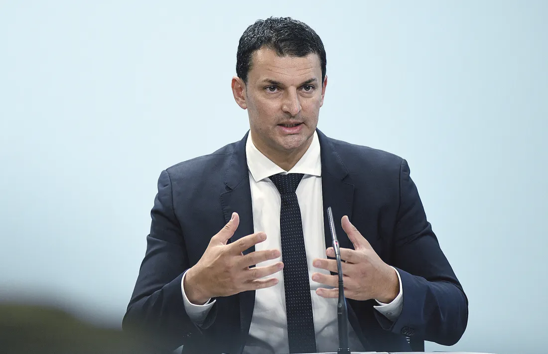 El ministre de Presidència, Economia i Empresa, Jordi Gallardo, en la compareixença d'ahir.