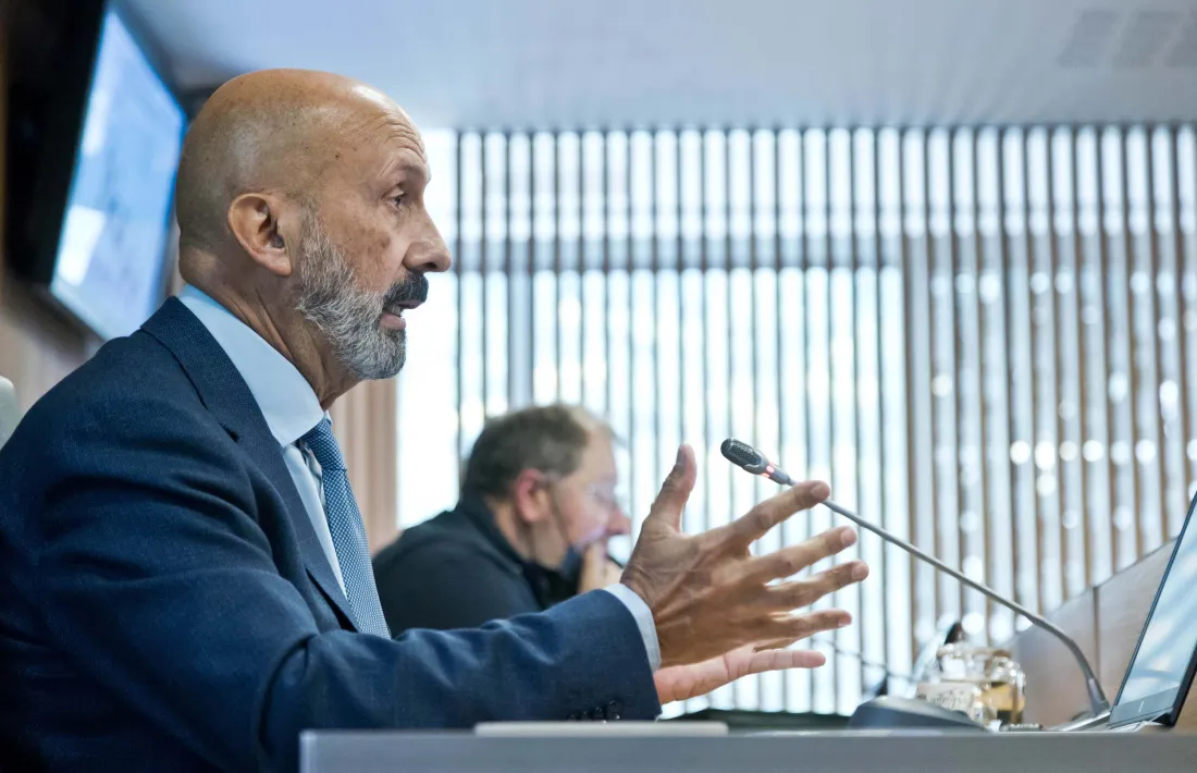 El ministre de Salut, Joan Martínez Benazet, en la compareixença d'aquesta tarda al Consell General.