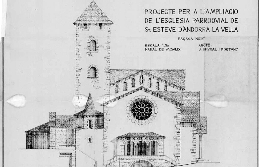 Reforma de l'arxiprestal de Sant Esteve (1962), la segona gran obra de l'arquitecte barceloní a Andorra.