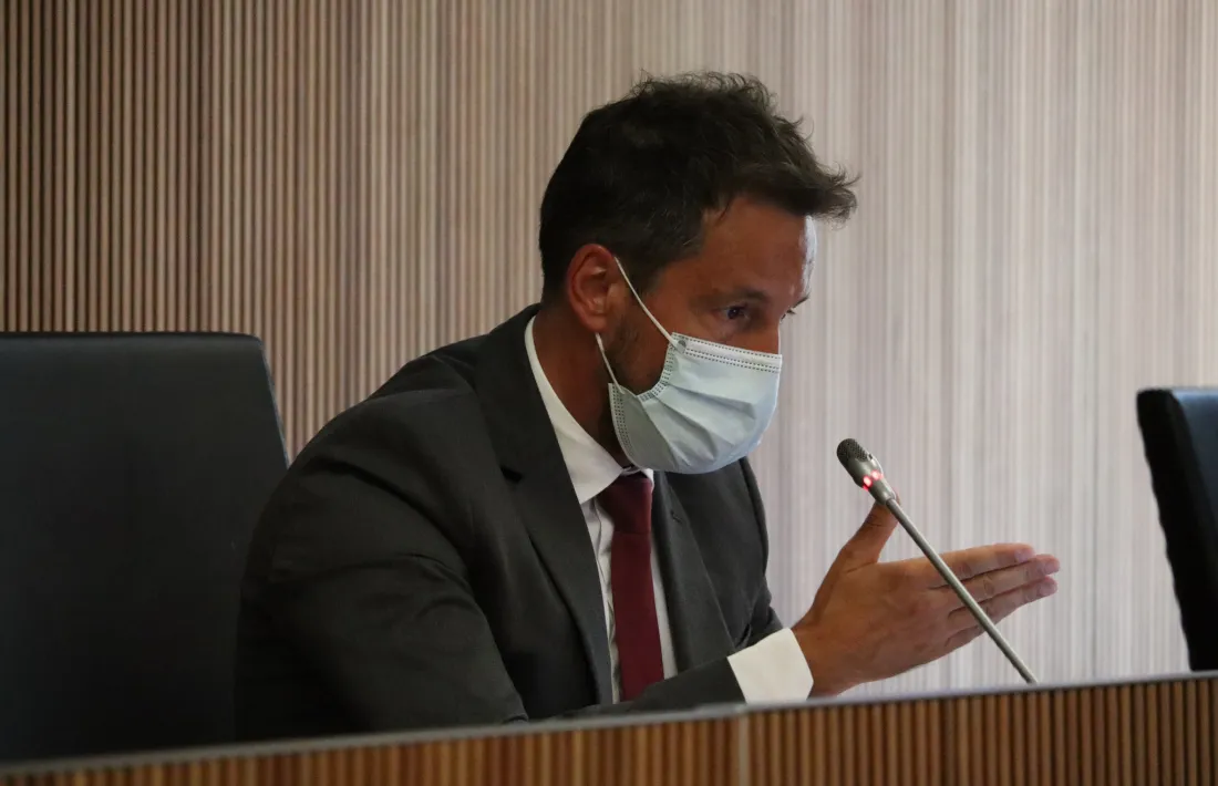 El president del grup parlamentari socialdemòcrata, Pere López, al Consell General.