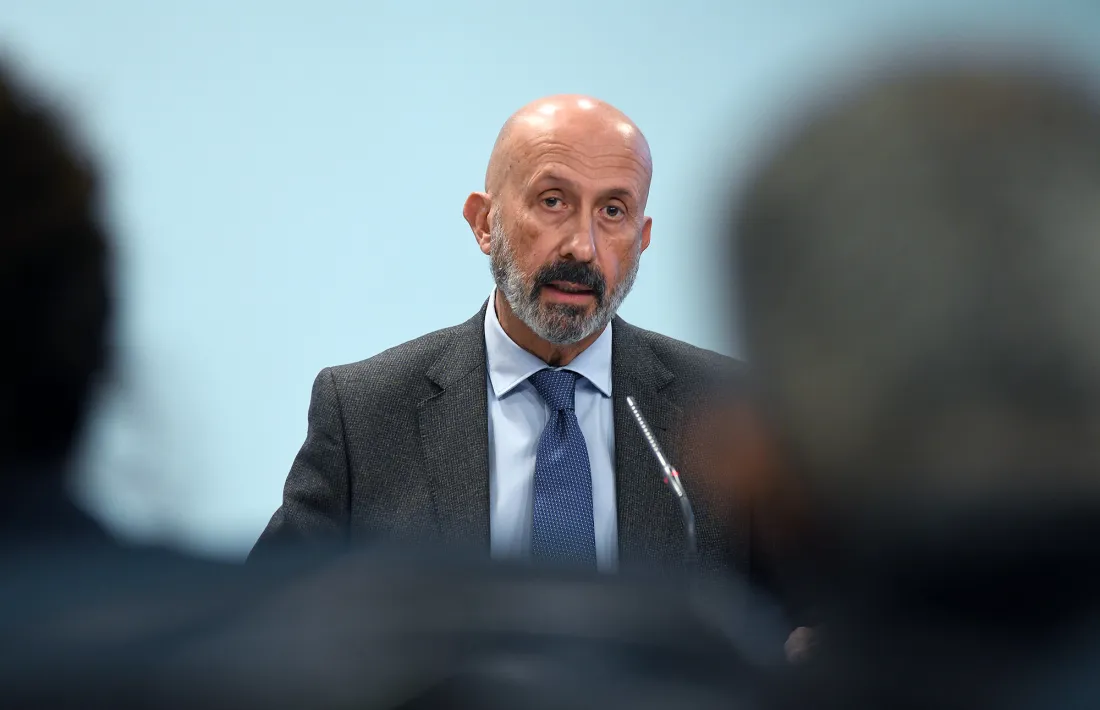El ministre de Salut, Joan Martínez Benazet, en la roda de premsa d'aquesta tarda.